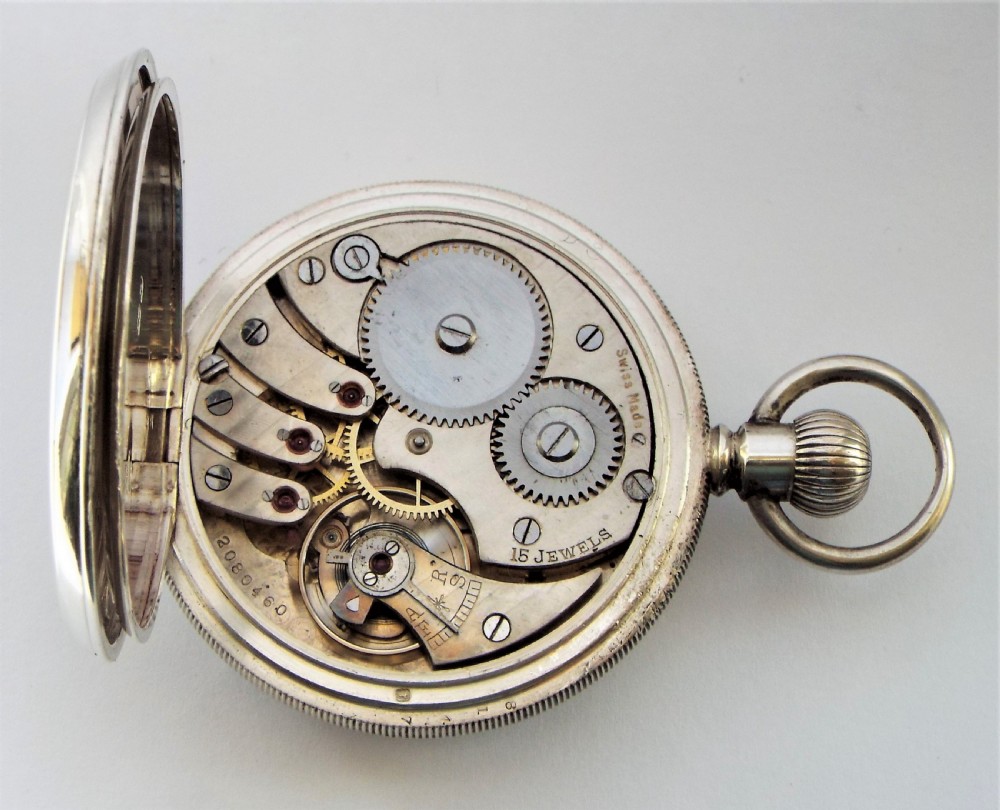 Antique silver Buren pocket watch, 1918. View V