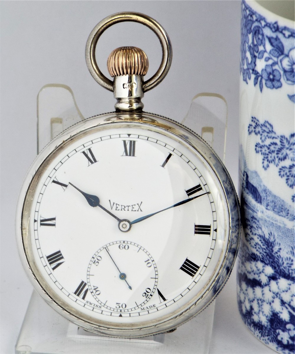 Antique silver Vertex pocket watch, 1907.