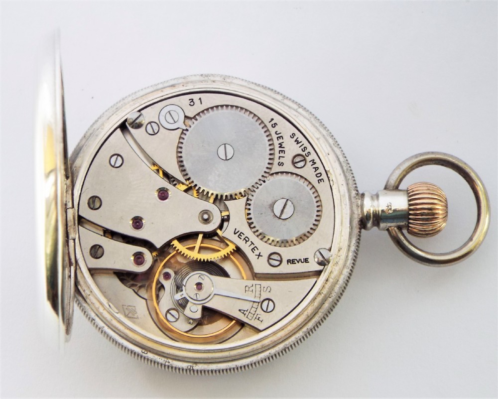 Antique silver Vertex pocket watch, 1907. View V