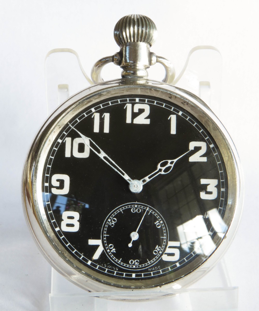 Antique silver Tavannes pocket watch, 1918 View II