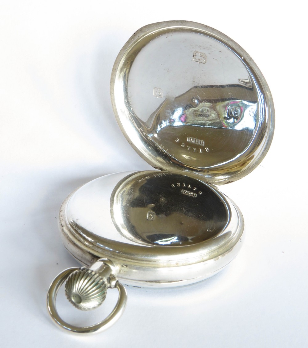 Antique silver Tavannes pocket watch, 1918 View IV