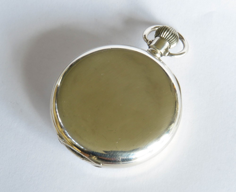 Antique silver Tavannes pocket watch, 1918 View V
