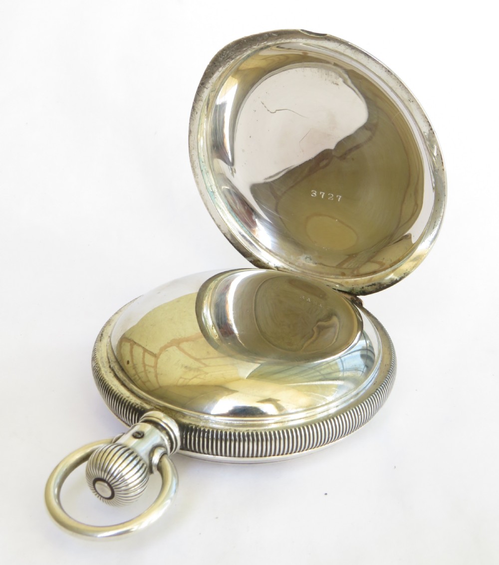 Large antique silver Waltham full hunter pocket watch View IV
