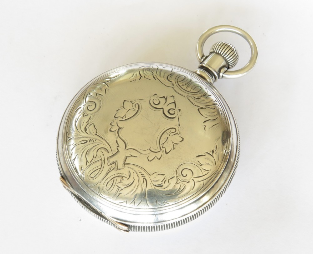 Large antique silver Waltham full hunter pocket watch View V