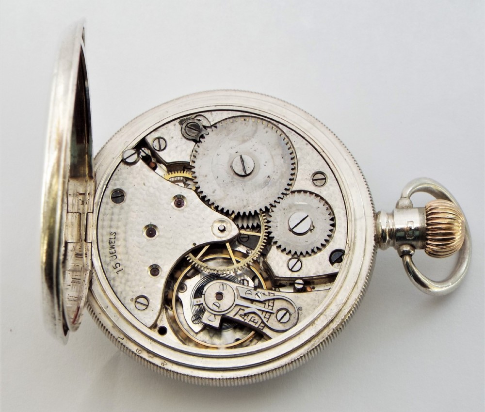 Antique 1911 Swiss silver pocket watch. View V