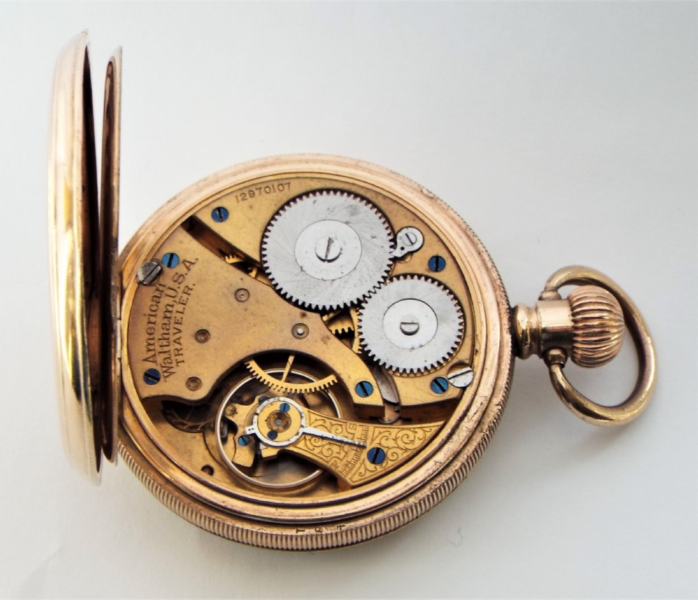 Antique 1903 Waltham Traveler pocket watch. View V