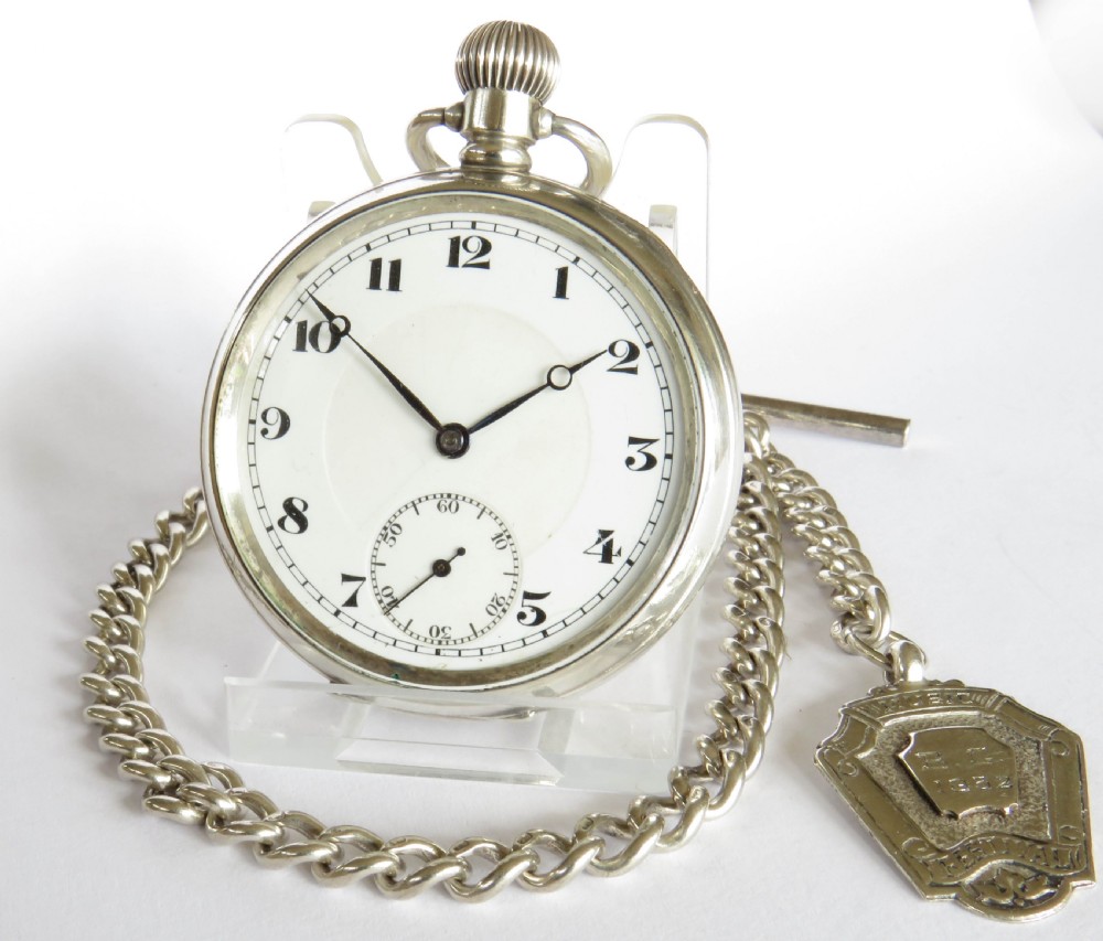 Antique Swiss silver pocket watch and chain