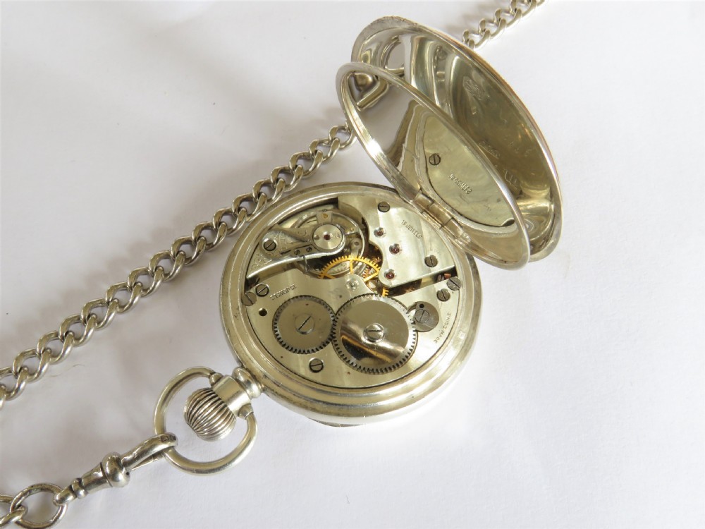 Antique Swiss silver pocket watch and chain View III