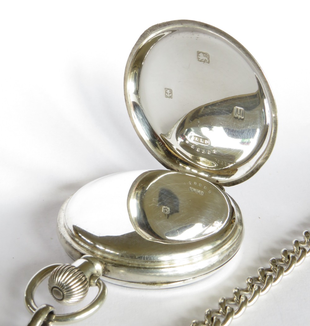 Antique Swiss silver pocket watch and chain View IV
