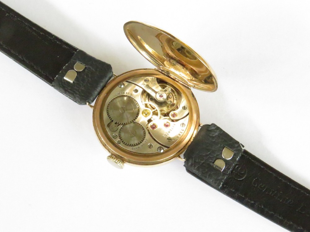 Gents antique WW1 9ct gold wrist watch, J W Benson View V