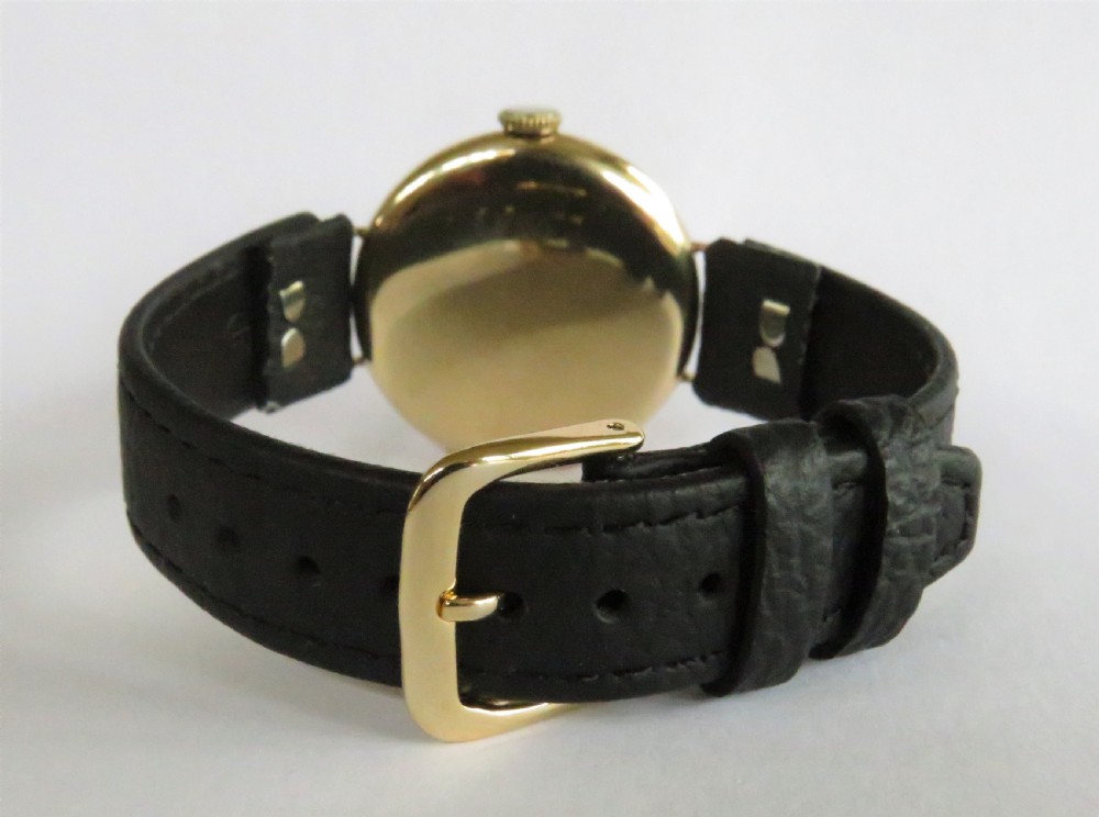 Gents antique WW1 9ct gold wrist watch, J W Benson View VII