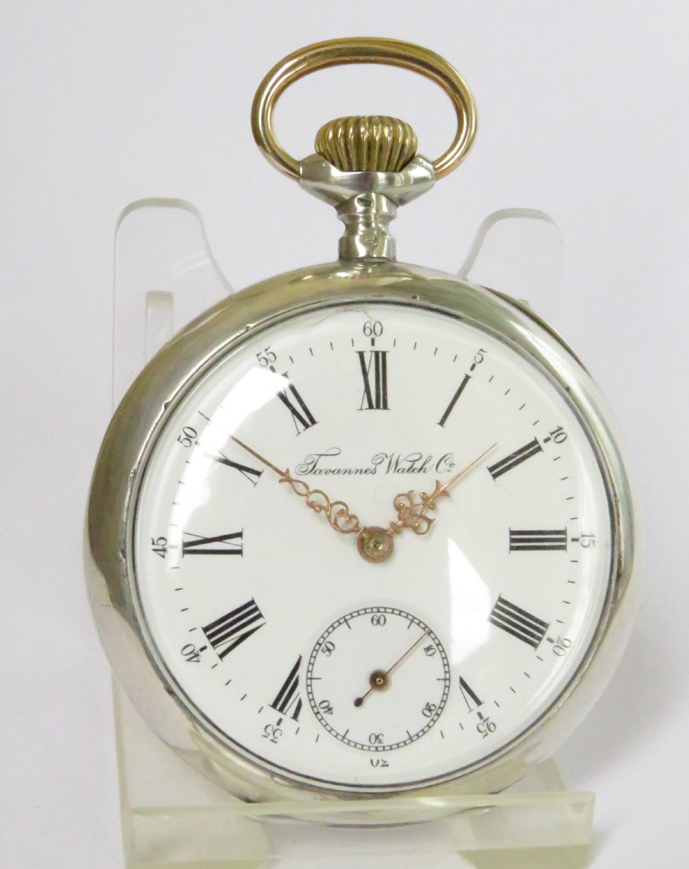 Antique silver Tavannes pocket watch View II