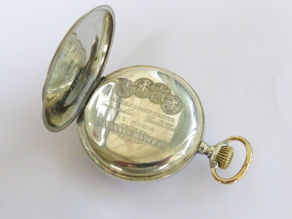 Antique silver Tavannes pocket watch View IV