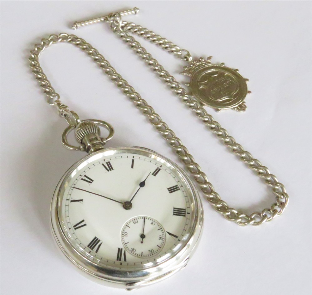 Antique Waltham Traveler pocket watch and chain View II