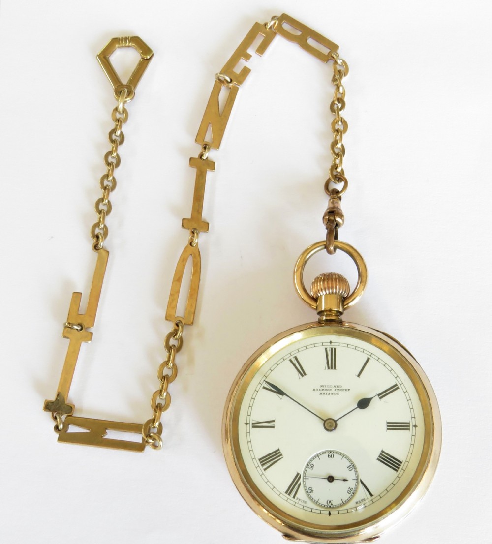 Antique Omega pocket watch and chain View II