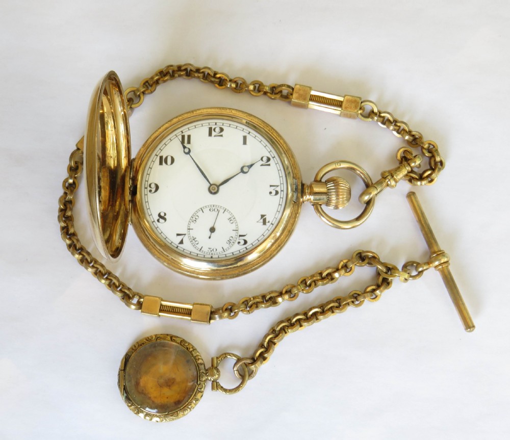 Antique full hunter pocket watch and chain View II