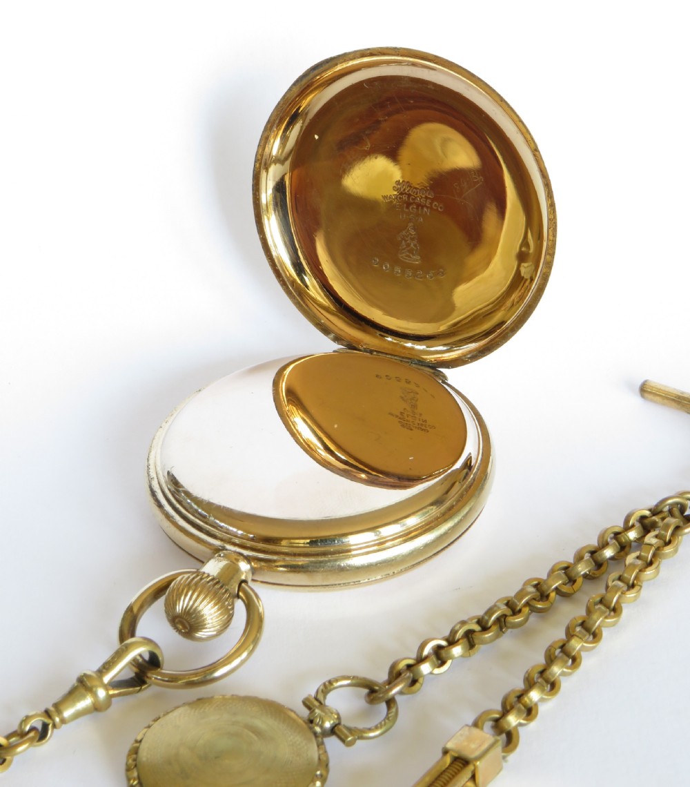 Antique full hunter pocket watch and chain View IV
