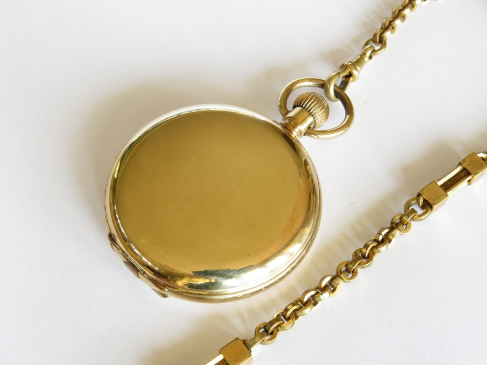 Antique full hunter pocket watch and chain View VI