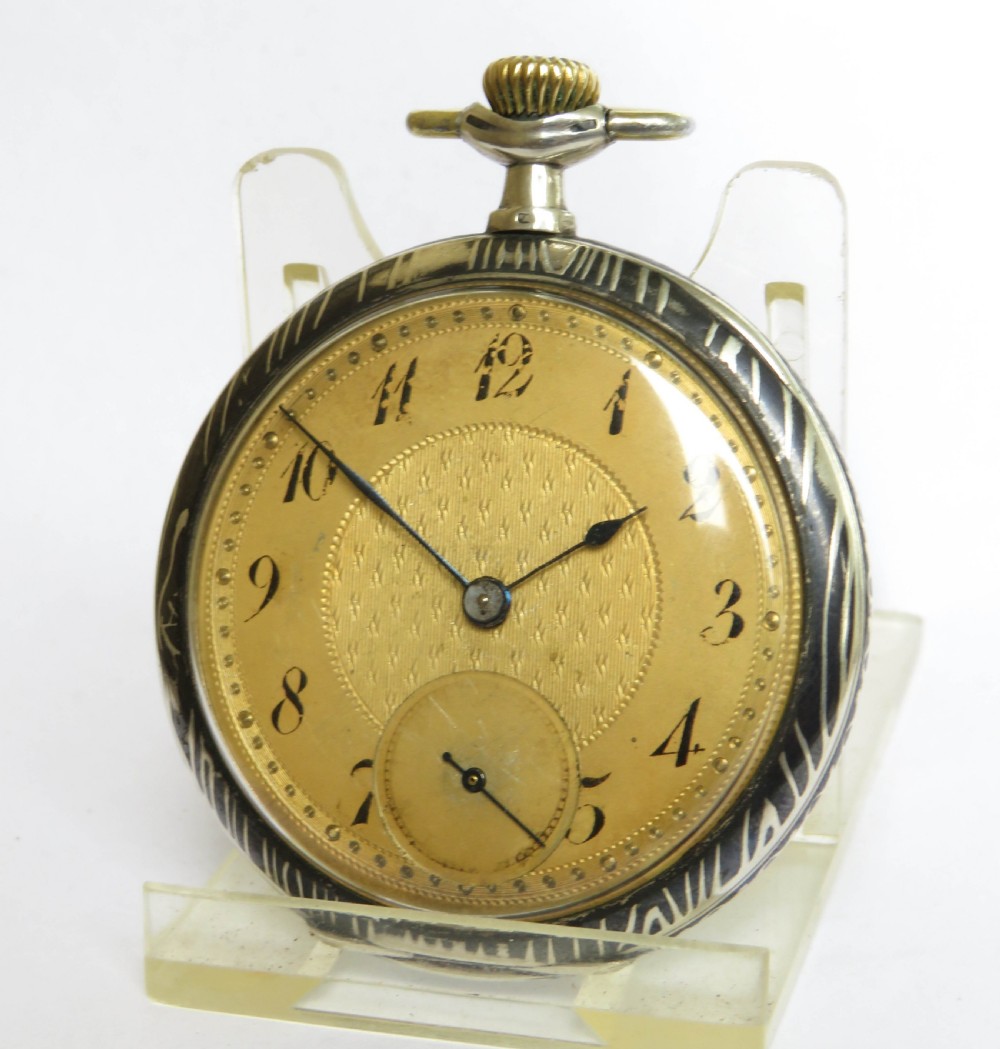 Antique Leonidas niello cased pocket watch