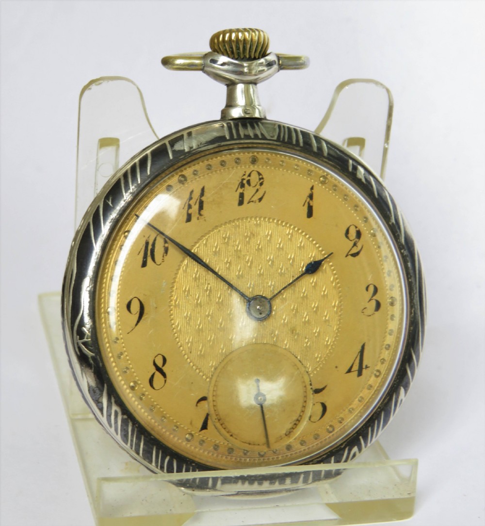 Antique Leonidas niello cased pocket watch View II