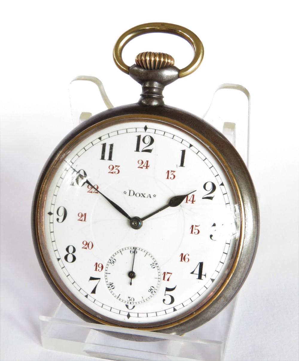 Antique Doxa gun metal pocket watch