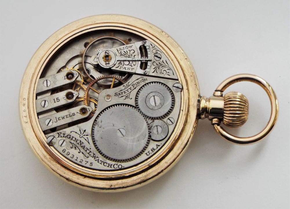 Antique Elgin stem winding pocket watch. View III