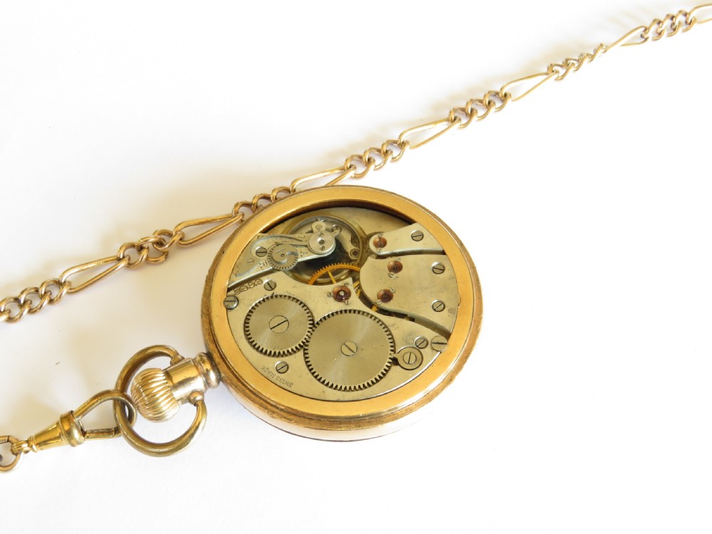 1930s Swiss Thommen pocket watch and chain View III
