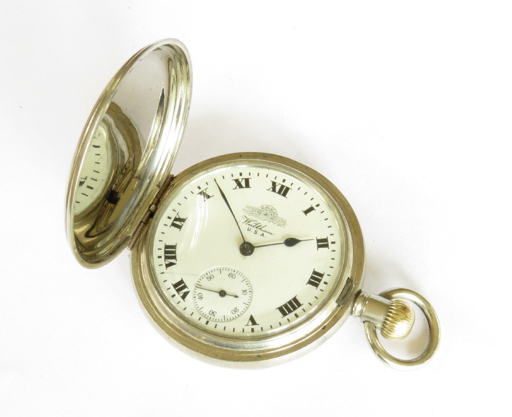 Antique Waltham hunter pocket watch, Thos Russell View II