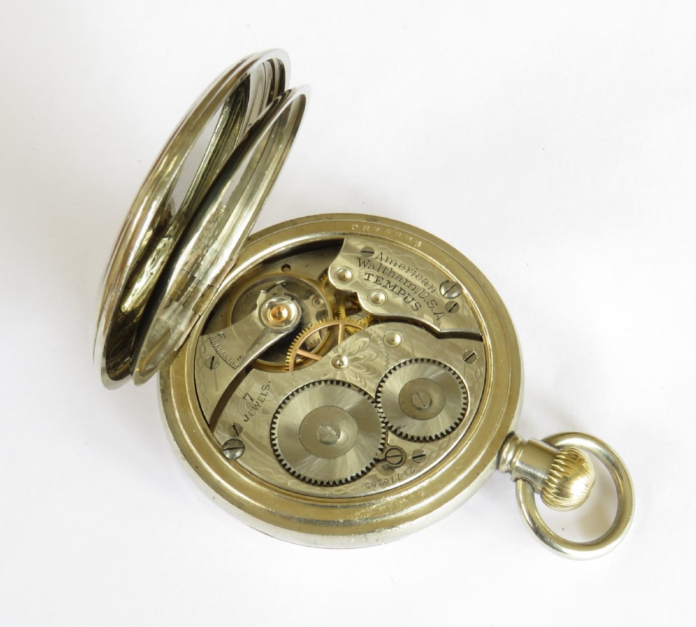 Antique Waltham hunter pocket watch, Thos Russell View IV