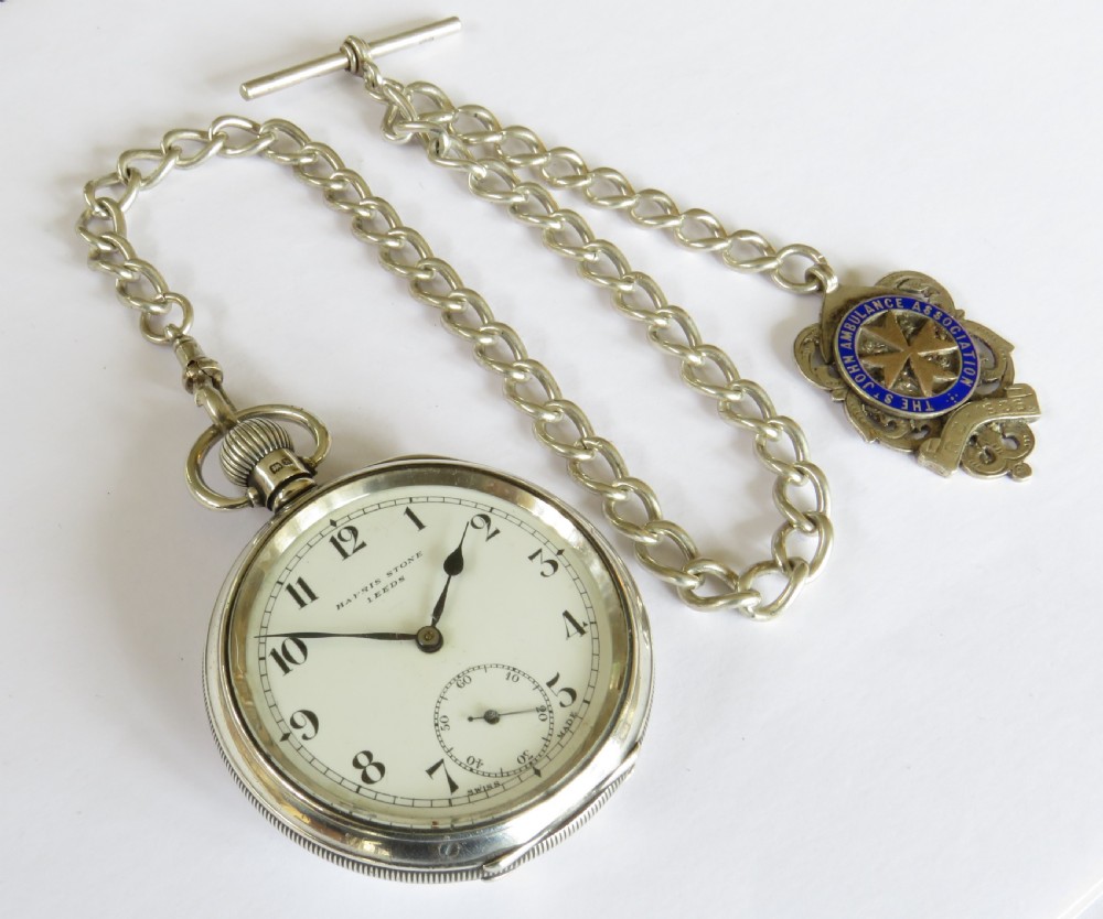 Silver Record Dreadnought ‘Trenton’ pocket watch & chain View II