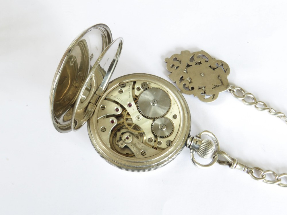Silver Record Dreadnought ‘Trenton’ pocket watch & chain View III