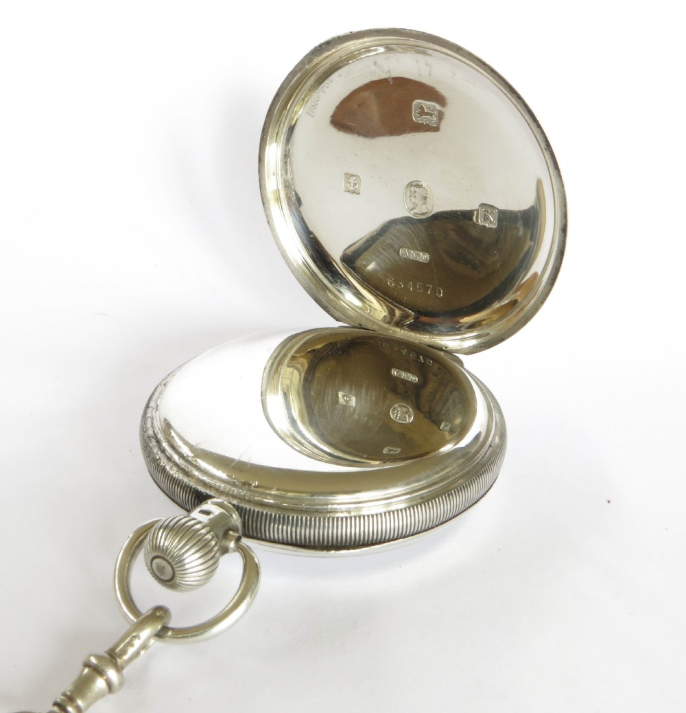 Silver Record Dreadnought ‘Trenton’ pocket watch & chain View IV