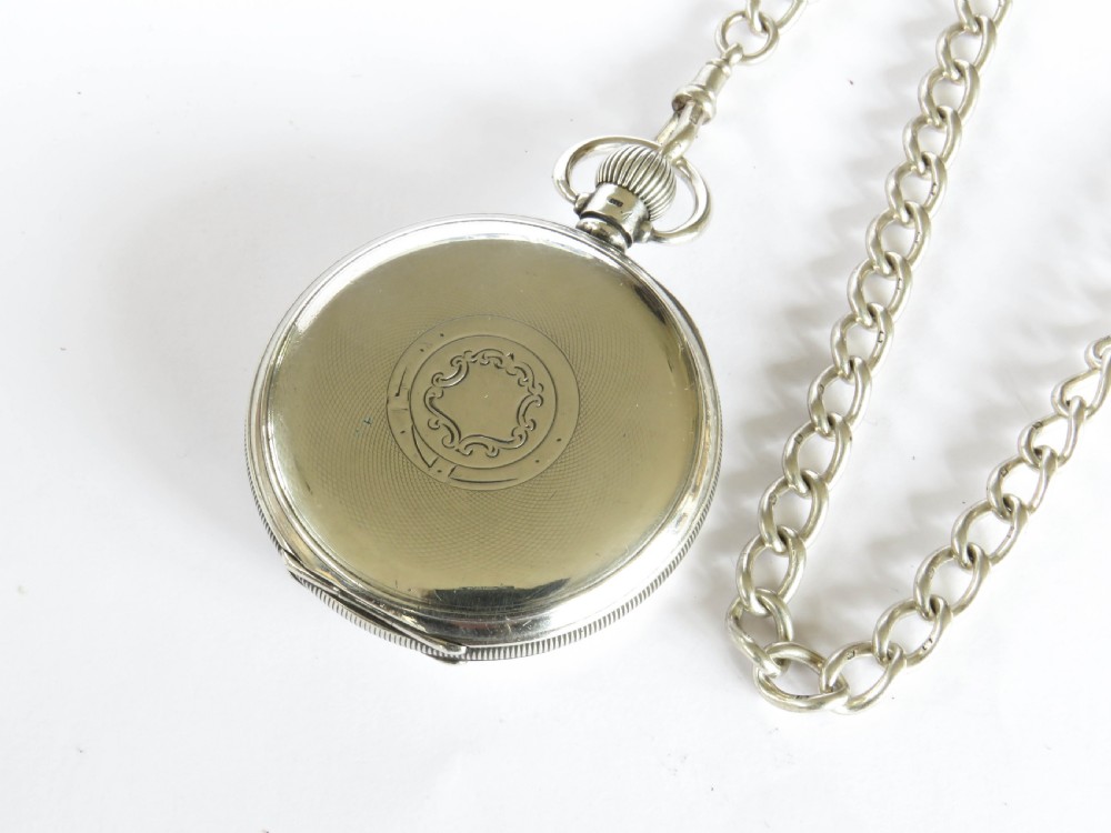 Silver Record Dreadnought ‘Trenton’ pocket watch & chain View V