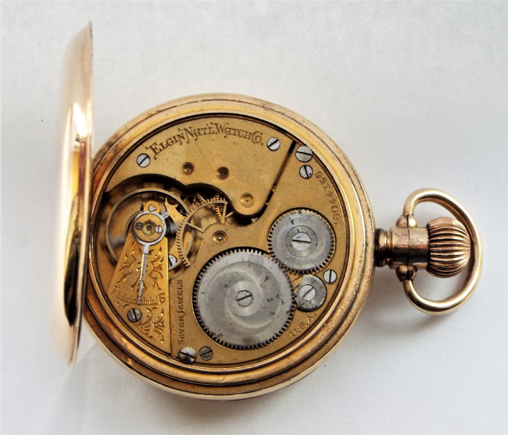 Antique Elgin full hunter pocket watch, 1912. View VI