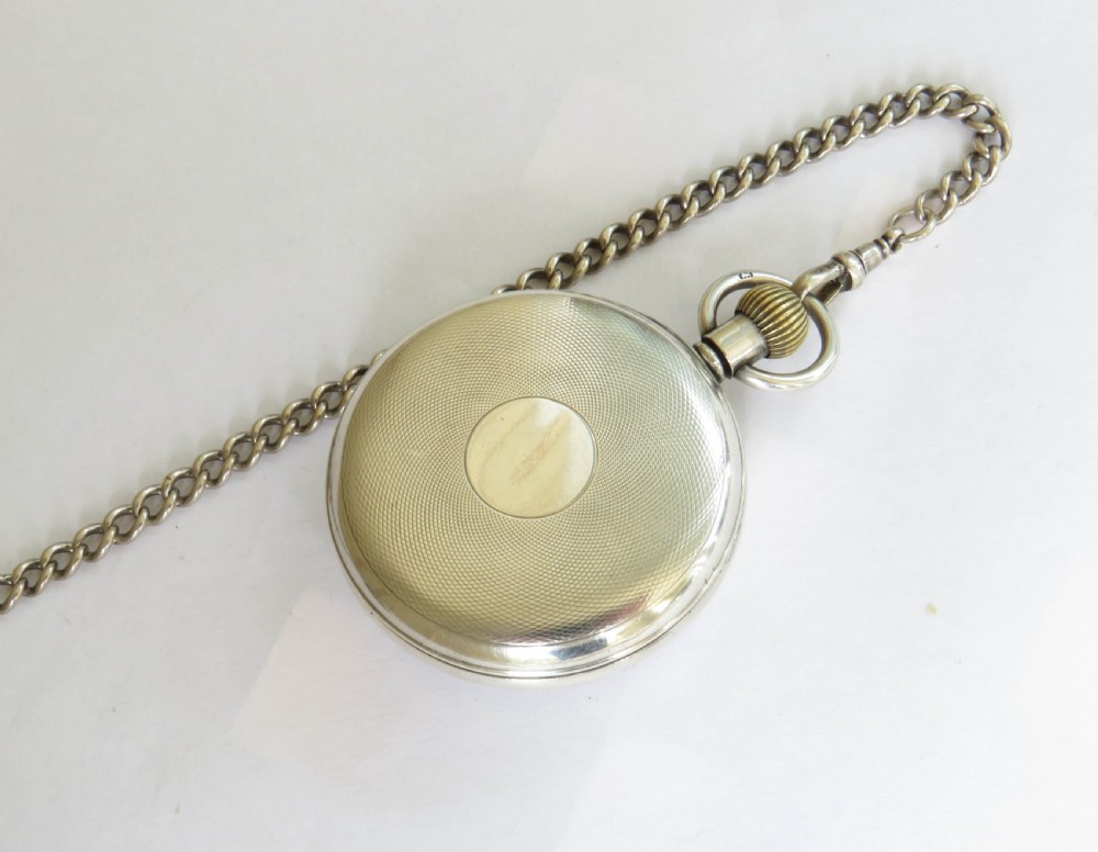 1934 silver Record pocket watch with chain View III