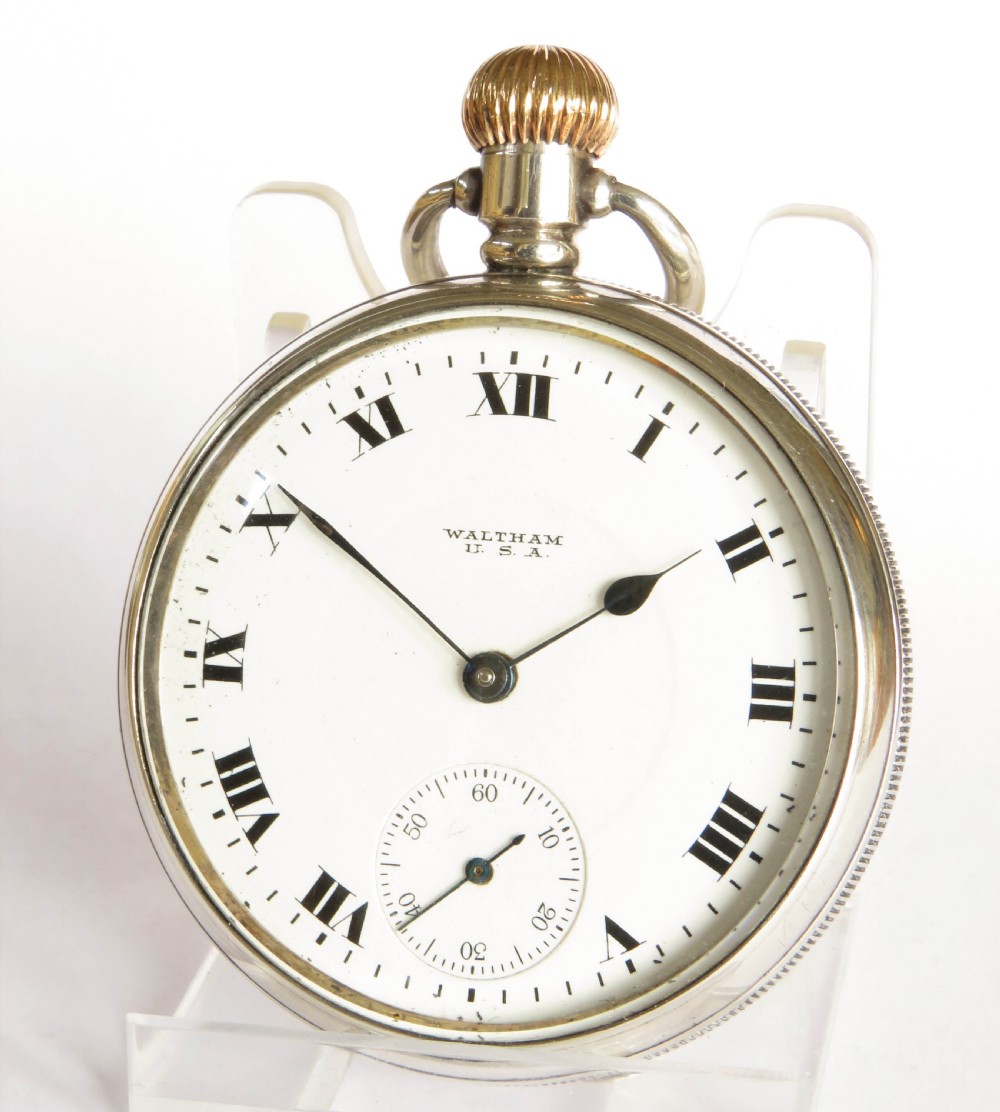 1918 silver Waltham Vanguard railroad grade pocket watch