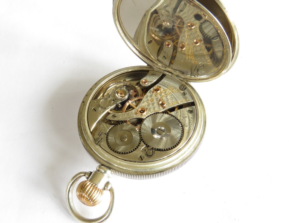 1918 silver Waltham Vanguard railroad grade pocket watch View III