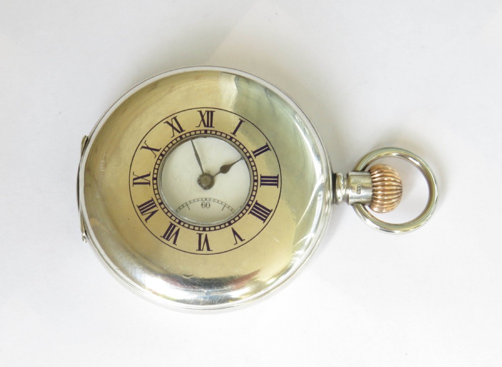 Antique silver half hunter pocket watch, HMS Impregnable