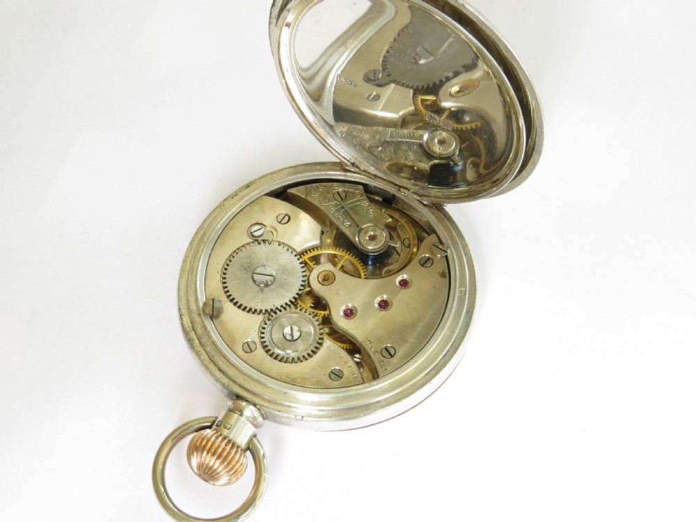 Antique silver half hunter pocket watch, HMS Impregnable View IV