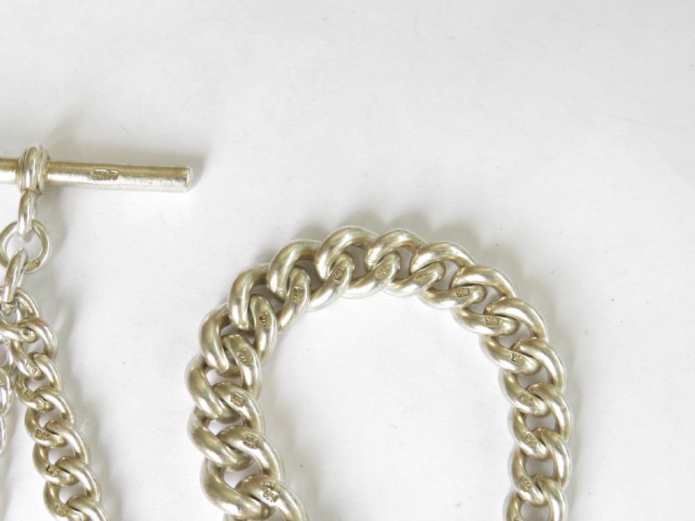 Antique 1890s silver watch chain and fob View III