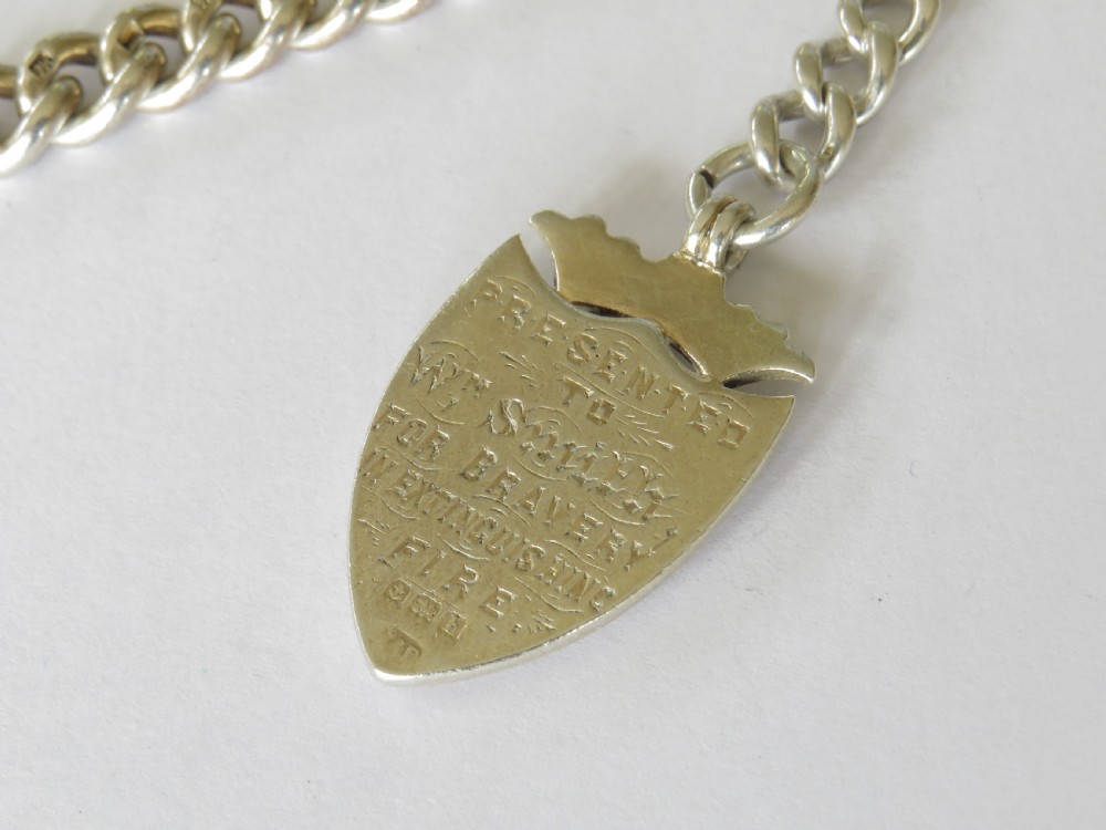Antique 1890s silver watch chain and fob View IV