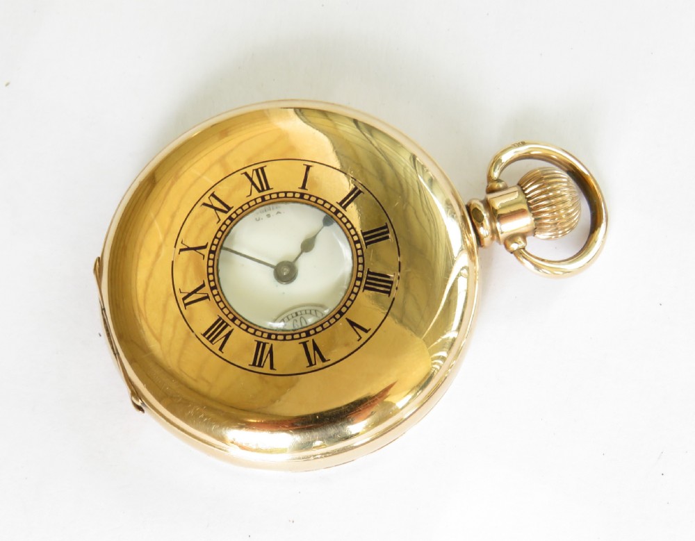 Antique Waltham half hunter high grade pocket watch, 1919.