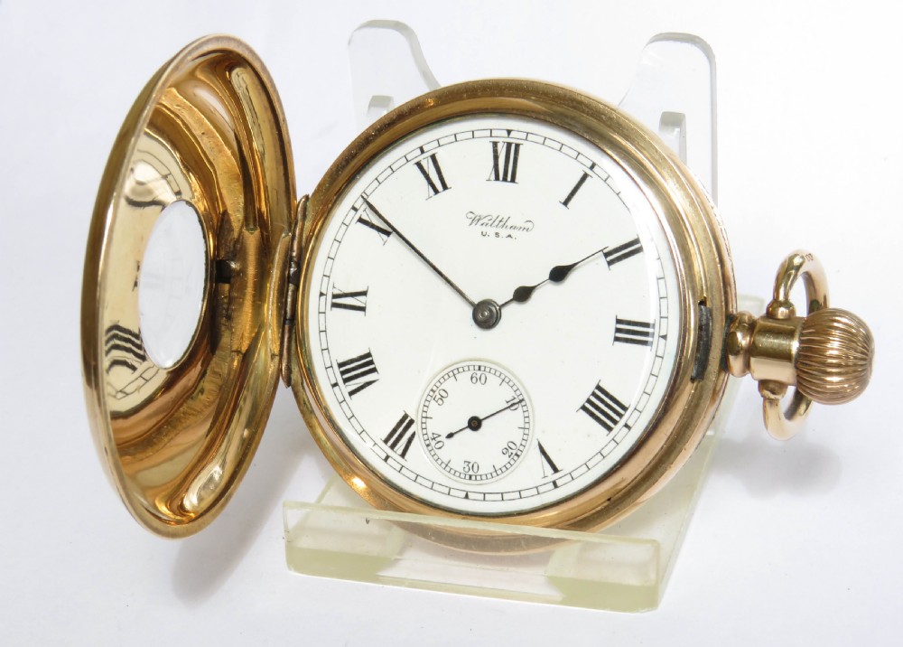 Antique Waltham half hunter high grade pocket watch, 1919. View II