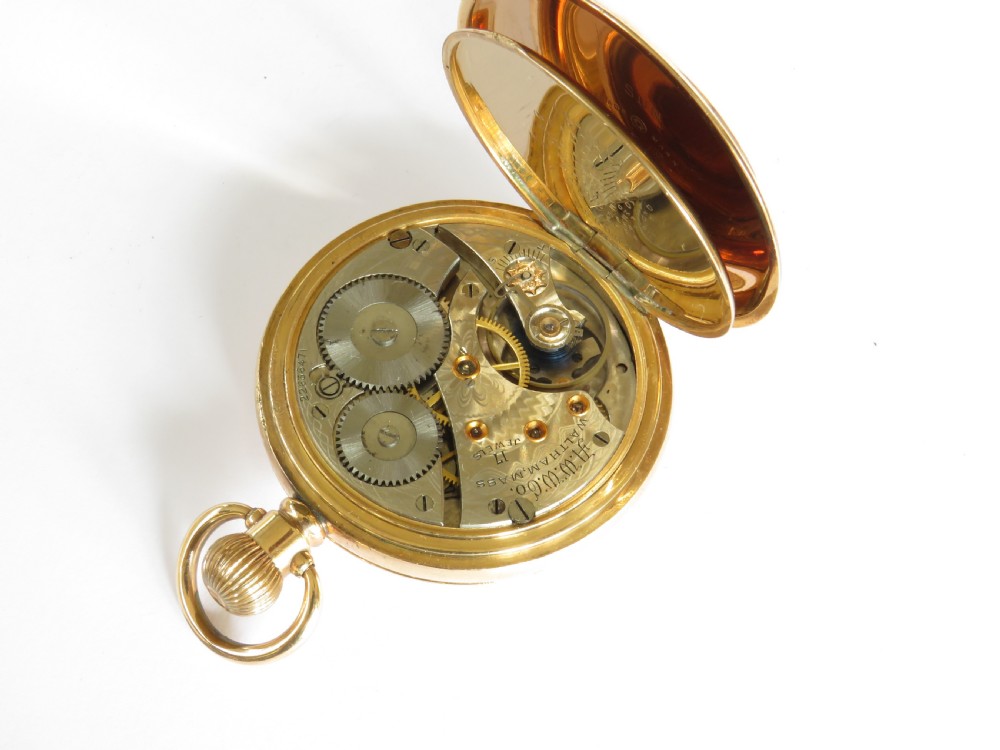 Antique Waltham half hunter high grade pocket watch, 1919. View V