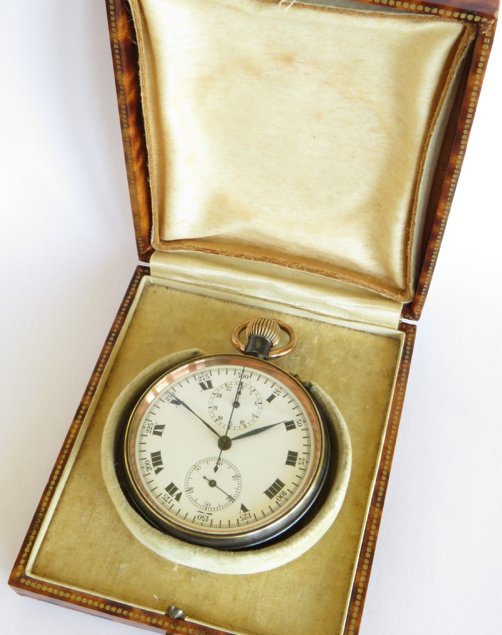 Antique Heuer gun metal chronograph pocket watch View II