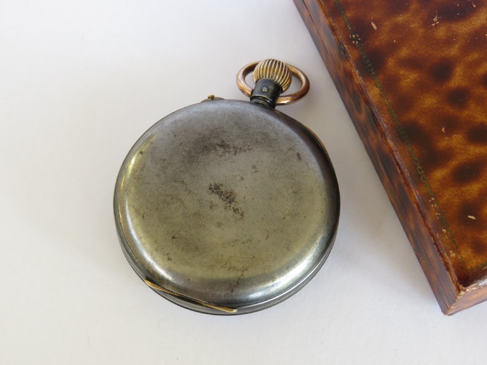 Antique Heuer gun metal chronograph pocket watch View V