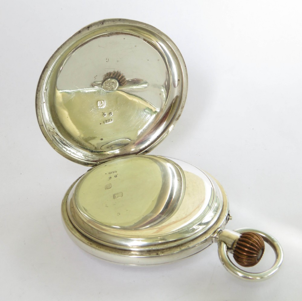 Antique silver English half hunter pocket watch View IV