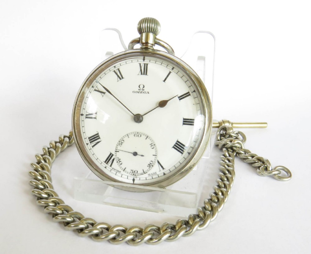 Antique Omega pocket watch and chain
