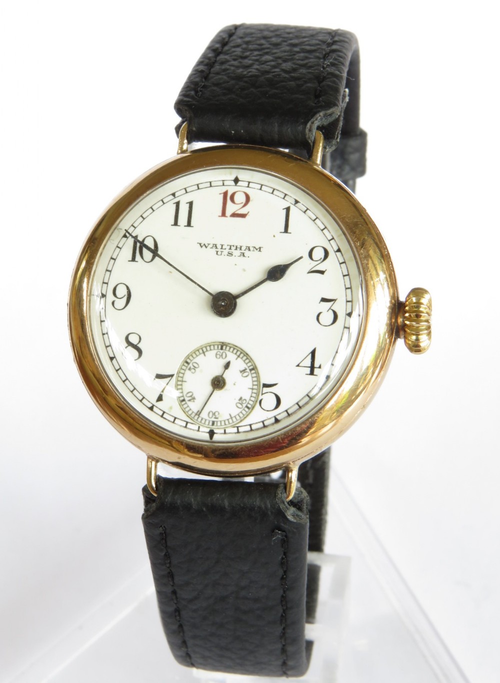 Gents 1920s 9ct gold Waltham wrist watch