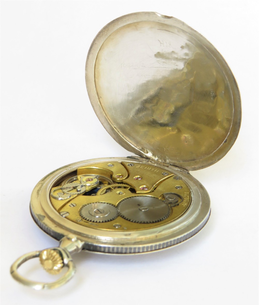 Antique Zenith pocket watch with niello case, 1914 View IV